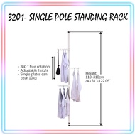 Standing Clothes Laundry Drying Rack Coat Hanger Organiser Floor to Ceiling Adjustable Pole - 3201