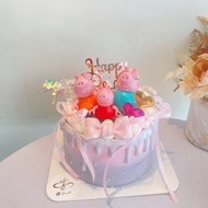 夢幻佩佩豬蛋糕 超可愛蛋糕 公仔蛋糕 粉紫色系 客製化 鑠甜點