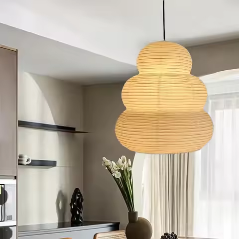 Wabi-sabi Ceiling Lamp Pendant Lights Akari Japanese Rice Paper Chandelier For Living Room Home Deco