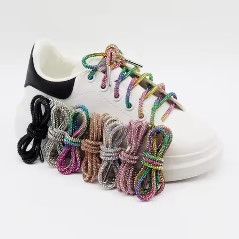 1PCS Round Rhinestone Shoelaces Rainbow Diamond Shoelace for Sneakers AF1 Dunk Sb Laces DIY Trouser 