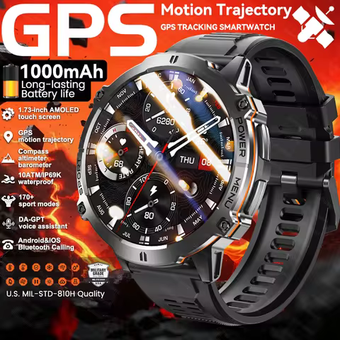 2025New TANK X3 GPS Smart Watch Men 1.73"Large Screen 1000mAh Battery Altimeter 10ATM Waterproof BT 