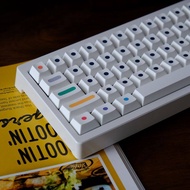 Keycap Only】จุดสีขาวแบบมินิมอลลิสต์130คีย์โปรไฟล์เชอร์รี่ PBT การระเหิดสำหรับสวิตช์ MX เชอร์รี่ที่กำ