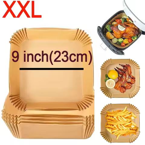 Large Air Fryer Disposable Paper Liner Square 23cm Non-stick Airfryer Parchment Baking Paper for 3-1
