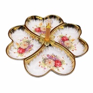 HHS Piring Saji 4 Sisi Keramik Motif Bunga Rose