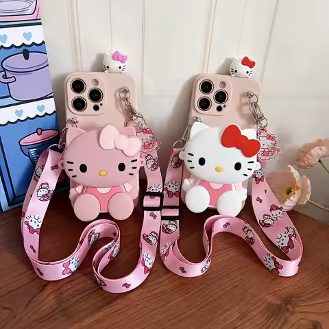 3D Hello Kitty Wallet Case lanyard Phone case For Samsung Galaxy A13 A14 A03 A04 A23 A32 A23 A33 A52