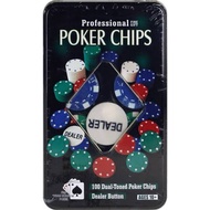 Poker Chips : 100 dual-Toned Poker Chips - Tin Can