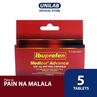 Unilab Medicol Advance 200 mg 5 capsules - For the Relief From Headache, Migraine, Toothache, Dysmen