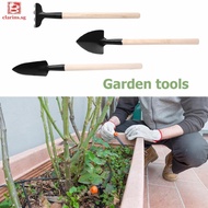 [clarins.sg] 3pcs Gardening Tools Set Balcony Home-grown Plant Flower Bonsai Mini Transplant Digging Suits Wood Handle Shovel Rake Combination Hand Tools