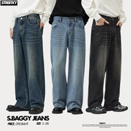 Men's jeans, straight fit, solid color, loose fit, goes with every outfit, street style, old, retro,