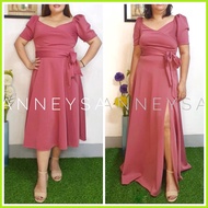 ◹ ♗ ◱ FILIPINIANA MIDI PLUS SIZE *no mask* neoprene formal gown dress wedding kasal debut ninang