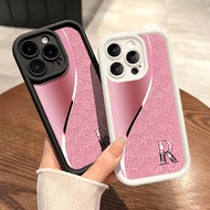 Pink Wallpaper Case with Letter R for iPhone 17 16 15 14 13 12 11 Pro Max XS Max High Edge Silicon