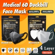 Zero Degree 10pcs 1.0 2.0 6D Duckbill Mask Face Mask Earloop Face Mask Duckbill Face Mask Medical Mask 3D Mask Pelitup Muka Earloop Mask Headloop Mask Viral (MDA Approved)