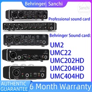 【Ship From the Philippines】Sanchi Authentic Behringer UM2 / UMC22 / UMC202HD / UMC204HD / UMC404HD Audiophile USB Audio Interface Professional Recording Singing Live Sound Card with Midas Mic Preamplifier With 48V Phantom Power Professional Sound Card