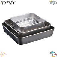 THUY BBQ Tray, 304 Stainless Steel Rectangle Baking Pan,  Bakeware Tools Non-stick Cooling Rack Oven