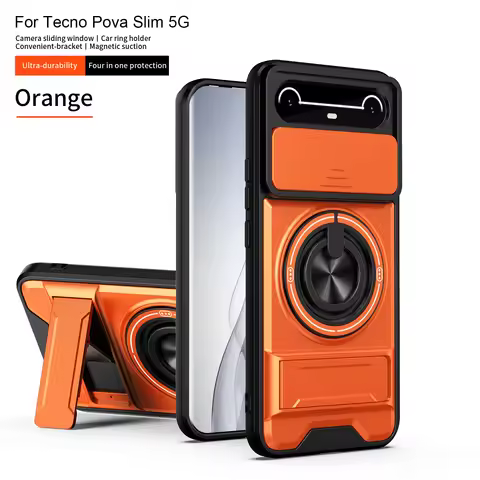 For Tecno Pova Slim Case Tecno Spark Slim Cover Magsafe Magnetic Fold Holder Military Armor Camera P