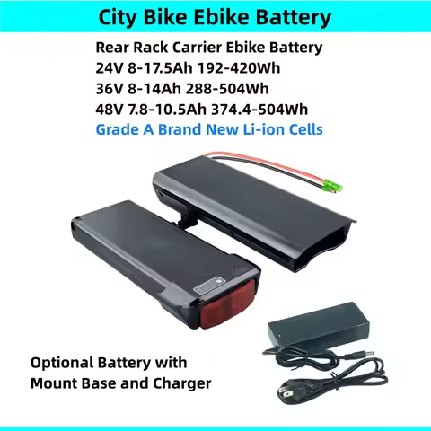 City Bike Rear Rack E-bike Battery 36V 8.8Ah 10Ah 10.4Ah 14Ah 24V 10.4Ah Li-ion for Kayoba E-legance