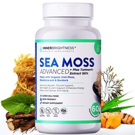 1500mg Organic Irish Sea Moss Capsules Max Absorption + 95% Turmeric Curcumin with Bladderwrack and 