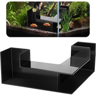 Dual-Entrance Aquarium Tunnel, Aquarium Cave Hideout 360° Viewing, Black Shrimp Cave Fish Tank Tunne