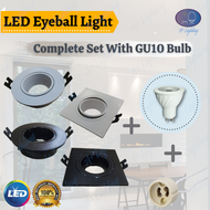 [Set] LED EYEBALL SPOTLIGHT WITH GU10 7W 5W BULB FITTING FRAME RECESSED DOWNLIGHT DECORATION Lampu Siling Mentol MR16 RGB
