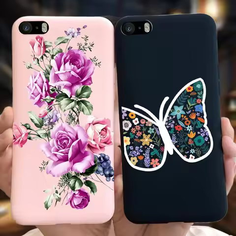 For iPhone SE 2022 Case Fashion Flower Butterfly Soft Cover For iPhone 5 5S SE 2020 Funda Matte Bump