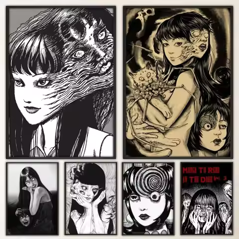 Hot Japan Anime Junji Ito Canvas Prints Poster Horror Thriller Dark Aesthetics Wall Art Home Decorat