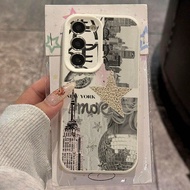 1pc TPU Material Urban Retro Patchwork Leopard Star NYC Landmark Disco Ball Pattern Fashionable Prot