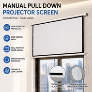 Projector Screen Hand Pulled White PVC Projection Curtain Portable 16:9 4:3 60-120Inch Manual Lift W