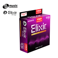 สายกีตาร์โปร่ง ELIXIR Acoustic Phosphor Bronze Nanoweb (Medium .013) Bonus Pack 3 Sets #16546