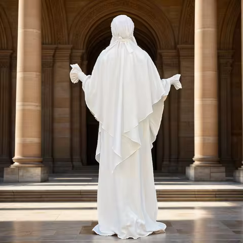 2PCS/set Muslim Robe Modest Abayas for Woman Ramadan Burqa Robe Overhead Hijab Muslim Arab Clothes R