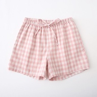 ชุดนอน MUJI ดั้งเดิมกางเกงสำหรับทั้งหญิงและชายบางกางเกงขาสั้นผ้าฝ้ายฤดูร้อนกางเกงคู่กางเกงลำลองใส่ขน