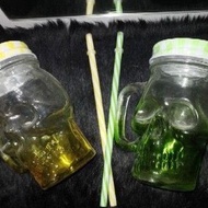 Thick Glass Skull Mason Jar with straw  Restocked 12oz From FunkRockPh