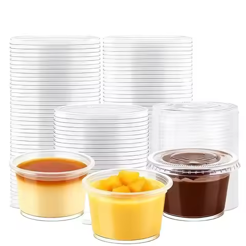 50PCS Disposable Pudding Cups Plastic Transparent Dessert Cups with Lids Tiramisu Dessert Cupsfor Ba