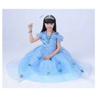 Cinderella Princess Dress Beautiful Blue There Is A Butterfly Attached (Can Be Removed) Set Only. No