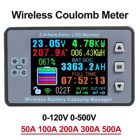 120V/500V Multifunction Wireless Coulometer VAC8810F 2.4-inch Color Display Wireless Battery Capacit