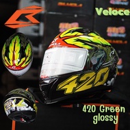 หมวกกันน็อคเต็มใบหุ้มคางBILmola VELOCE 2021 ลาย 420 green glossy