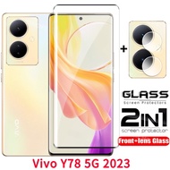 2-in-1 For vivo Y78 Y36 Y76 Y16 Y77 Y35 Y27 Y22s Y22 Y02s Tempered Glass Film Full Glue 9H Screen Pr