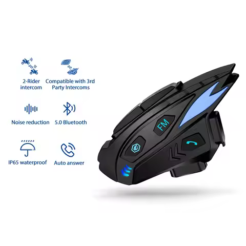 Motorcycle Helmet Intercom Headset Shark BT 5.1 Full Duplex With DSP CVC Noise Reduction 8Riders 2KM