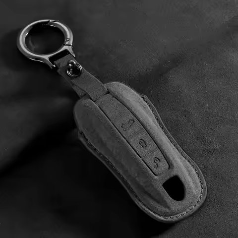 Suede Car Key Case Cover Shell for Porsche 958 Macan 911 Panamera 996 991 Boxster 987 997 2019 2020 