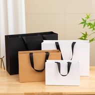 Flat Rope Paper Kraft Paper Bag Craft Paper Gift Bag Plain Handle Hand Bag Shopping Bag Gift Bag