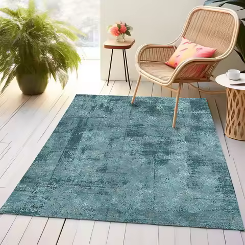 Teal Rug, Hippie Rug Abstract Rug Mixed Pattern Rug Decorative Rug Outdoor Rug Nomadic Rug Art Deco 