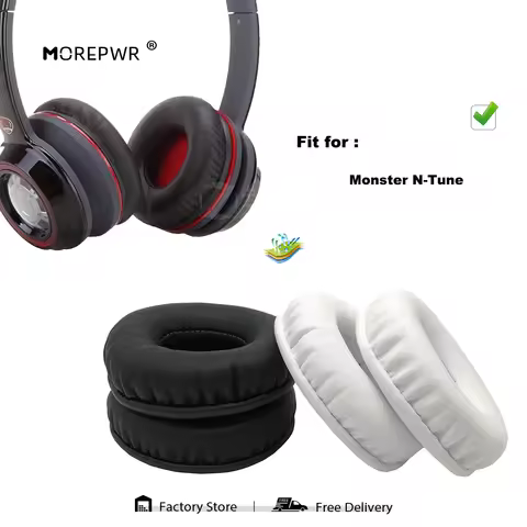 Replacement Ear Pads for Monster N-Tune Ntune N tune HD Headset Parts Leather Cushion Velvet Earmuff