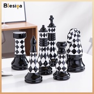 Blesiya 6 Pieces Decorative Ceramic Chess Decor Black Chess Piece Figurines Tall King Figurine Sophi