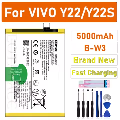 2026 Years EOBATACC New Original 5000mAh B-W3 Phone Battery For Vivo Y22 5G/Y22S Replacement Mobile 