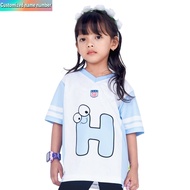 Customized Children's Jerseys Alphabet H Children's Jersey Oversize Retro Vintage Streetwear 3-14 Ye