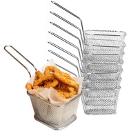 J&J Mini Fryer Basket Strainer Stainless Steel Fryer Basket Strainer French Fries Basket Kitchen