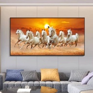Modern Simple Wall Art 7 Running White Horses Sunset Scenery HD Canvas Printing Poster Home Living R