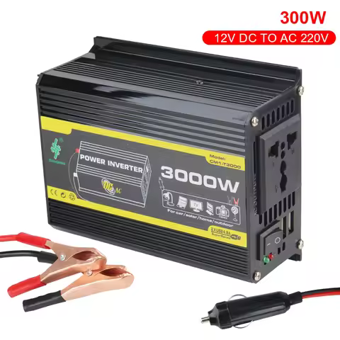 DC 12V to AC 220V Converter AC Socket EU Plug QC 3.0 4.2A USB Chargers Car Inverter 3 Ports Sockets 