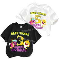 Baby Shark Toddler T-shirt Birthday Kawaii Cotton Short Sleeve Top Children's Summer