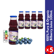 【GOOD FOR EYES】PomeFresh 100% Pure Organic Bilberry Juice 330mlX5 (5 Bottles) | Better Than Blueberries