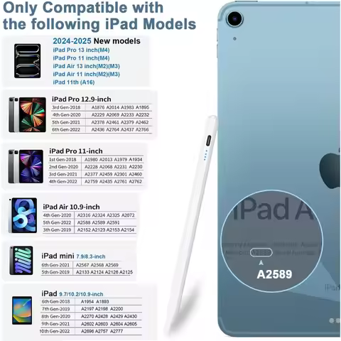Stylus Pen for iPad 9th&10th - Type-c Charging Pencil for ipad Palm Rejection Active Pen Compatible 